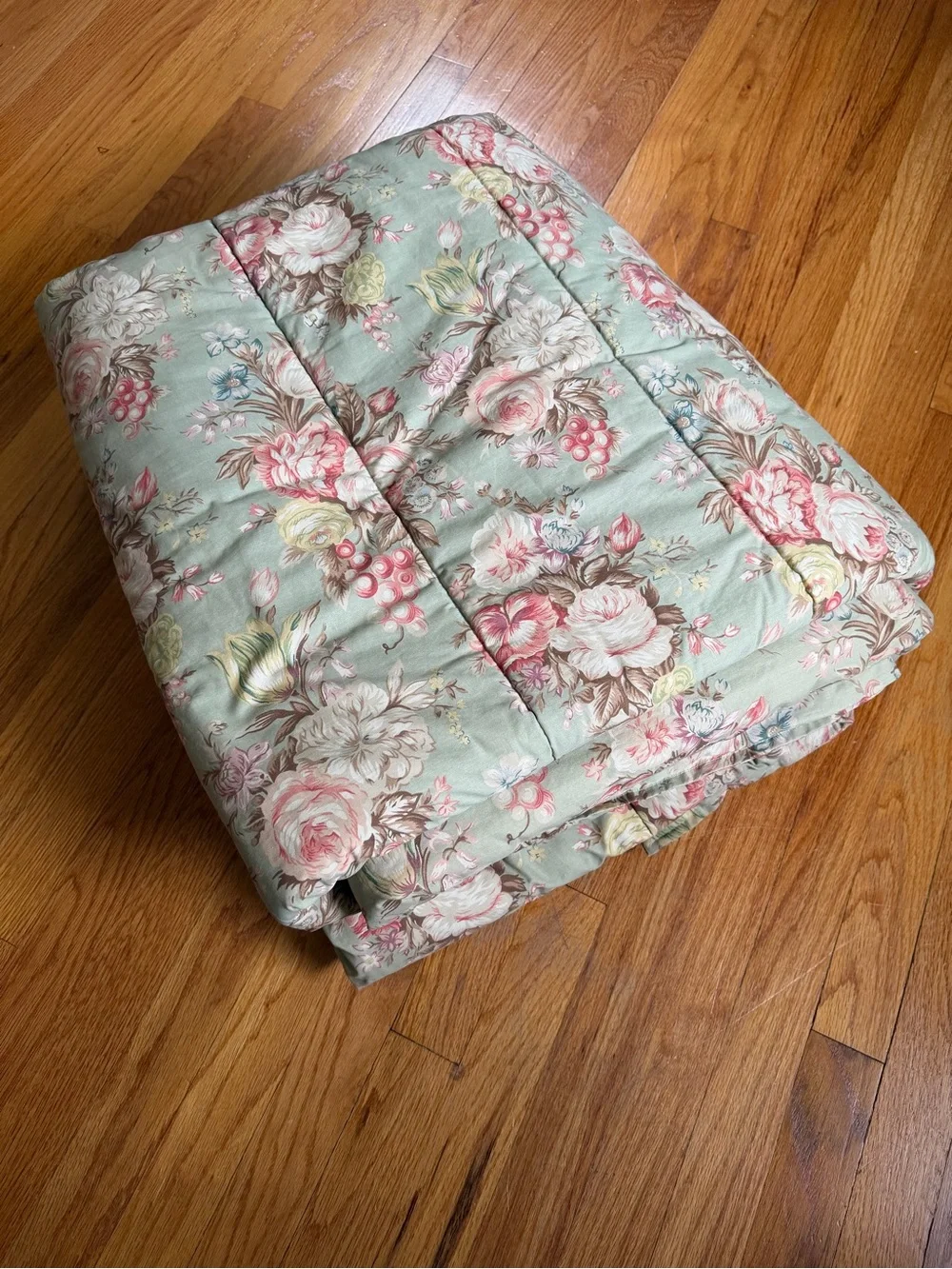 Ralph Lauren Vintage Charlotte IV Floral Twin Comforter Sage Pink Roses Cottage